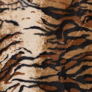 Velboa stof, tijgerprint met overloop, lichtbruin/crème/zwart. V4512.37