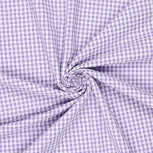 Seersucker katoen stof, ruit, paars. Y42