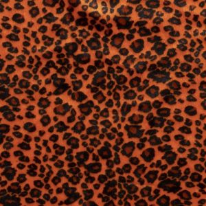 Velboa borg stof , panter print, oranje. Q228