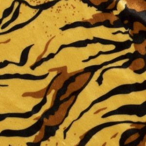 Velboa borg stof, tijger print, geel. Q237