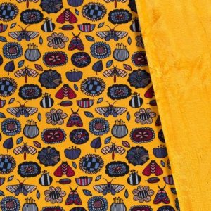 Wellness jogging, vrolijke bloemen en insecten print, geel/blauw/roze/rood. Q2468