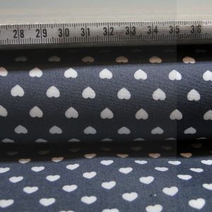 Poplin stof grijs met witte hartjes,HS068