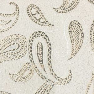 Jacquard stof, paisley, off-white/goud. F4856/80