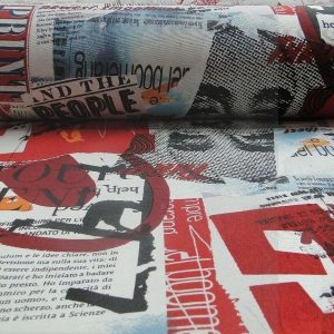 Decoratie D508 digiprint knipsels magazine “people” rood, zwart, ecru, bauw