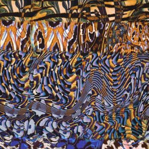 Viscose tricot stof, verschillende prints in panterfantasie, groen/bruin/cognac. A0351