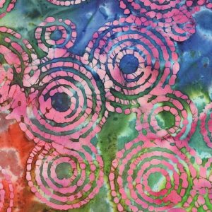 Batik katoen stof, abstracte kringenprint, multicolour. P169