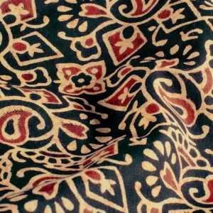 Batik poplin voile katoen stof, fantasieprint, zwart/rood. Y652