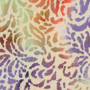 Batik viscose stof, abstracte print, geel/groen/oranje. X1443