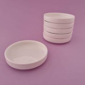 Bordje wit Ø8 cm opstaand randje – set van 6