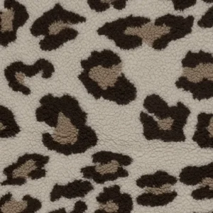 Borg stof, panterprint, camel. Y1049