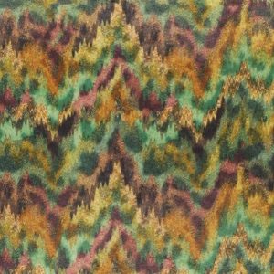 Borg stof, zigzagprint, groen/okergeel/roze. D0383