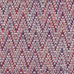 Bouclé mantelstof, visgraad motief met lurex draadje, rood/paars/offwhite/goud. X1076