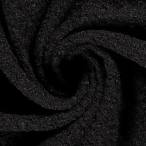 Bouclé stof, uni, zwart. Y679