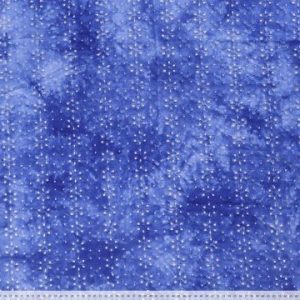 Broderie katoen stof, tie dye, opengewerkte bloemetjes, blauw. C748