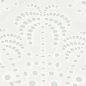 Broderie stof, opengewerkte palmbomen, offwhite. P605