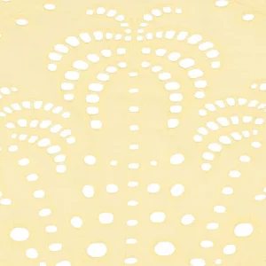 Broderie stof, opengewerkte palmbomen, butter yellow. P606