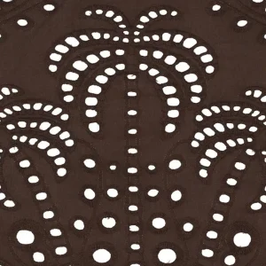 Broderie stof, opengewerkte palmbomen, bruin. P483