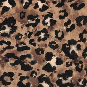 Canvas stof, panterprint, bruin. P150