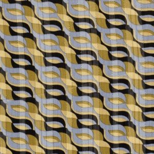 Chiffon stof, abstracte golfprint, kaki groen/lichtblauw/donkerblauw. D0217