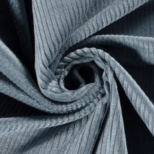 Corduroy rib stof, stretch, indigo blauw. D0489