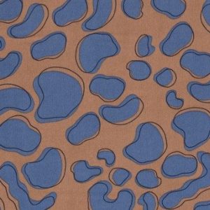 Crêpe voile stof, grote panterprint, bruin/donkerblauw/zwart. Q5296