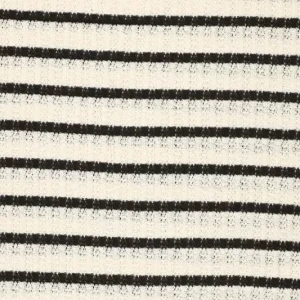 Crochet stof, streep, roomwit/zwart. Y319