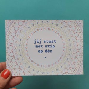 D.i.y. ansichtkaart voorbedrukt patroon Stip op één