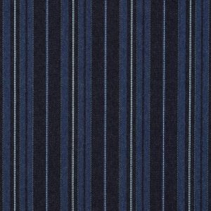 Denim jeans stof, streep motief, donkerblauw. P011