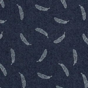 Denim jeans stof, verenprint, marine blauw/offwhite. D0101
