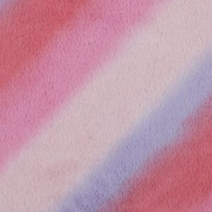 Faux fur bont stof, regenboogprint, roze/lila. X691