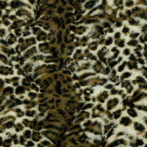 Faux fur stof, luipaardprint, zwart/bruin/beige. Y624