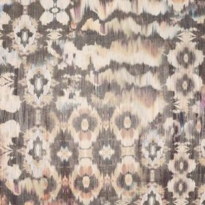 Feest katoen stof, ikatprint, zand/bruin/roze/blauw/goud/zilver. X770