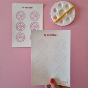 D.i.y. kaart (A5) voorbedrukt patroon Feestlabel