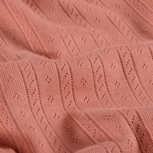 Fijne ajour katoen jersey stof, perzik. Y861