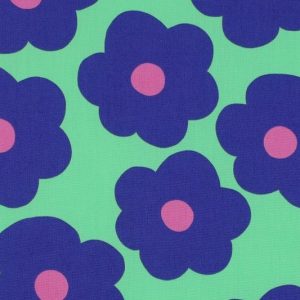 Fijne poplin katoen stof, grote bloem Nerida Hansen, lime groen. X1302