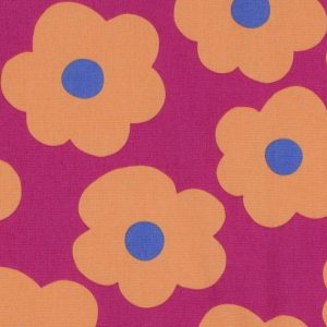 Fijne poplin katoen stof, grote bloem Nerida Hansen, magenta. X1303