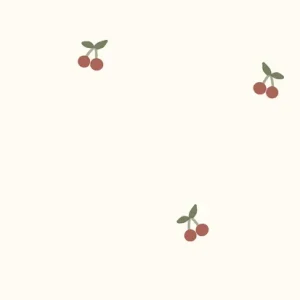 Fijne rib jersey stof, kersenprint, offwhite/groen/rood. P035