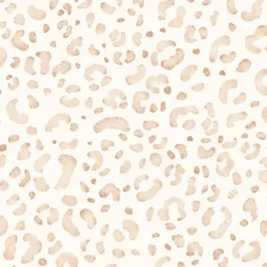 Fijne rib jersey stof, panterprint, offwhite/bruin. Y869