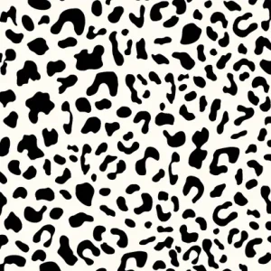 Fijne rib jersey stof, panterprint, offwhite/zwart. Y870