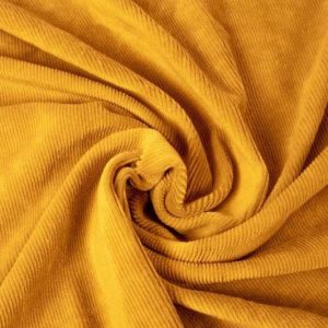 Fijne velours rib stof, geel. X407