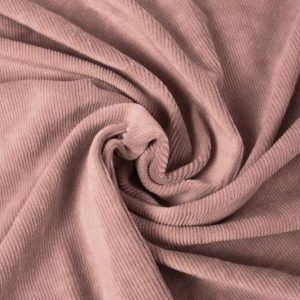 Fijne velours rib stof, oud roze. X409