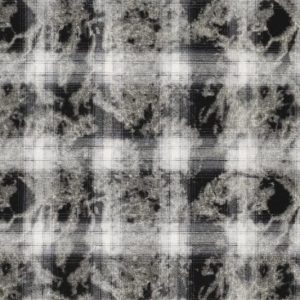 Flanel stof, tie dye ruitprint, zwart/grijs/offwhite. X972