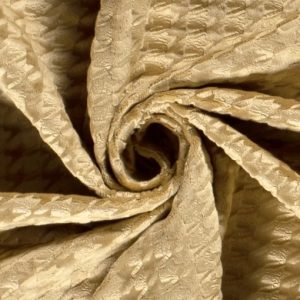 Fluweel velvet stof gepreekt, pied de poule, camel. D0148