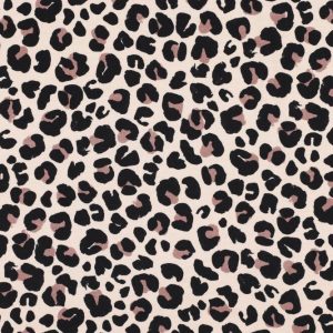 French terry stof, panterprint, beige. Y961