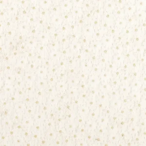 Geborduurde bloemetjes op organza, offwhite/goud. P275