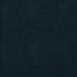 Geborduurde katoen stof, monstera blad motief, donkerblauw. P461