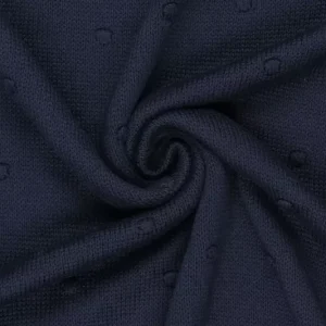 Gebreide stof, stippen, donkerblauw. Y470