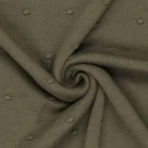 Gebreide stof, stippen, olijfgroen. Y475