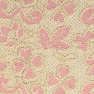 Gehaakte stof, klavertje vier van hartjes, roze/ecru. Y98