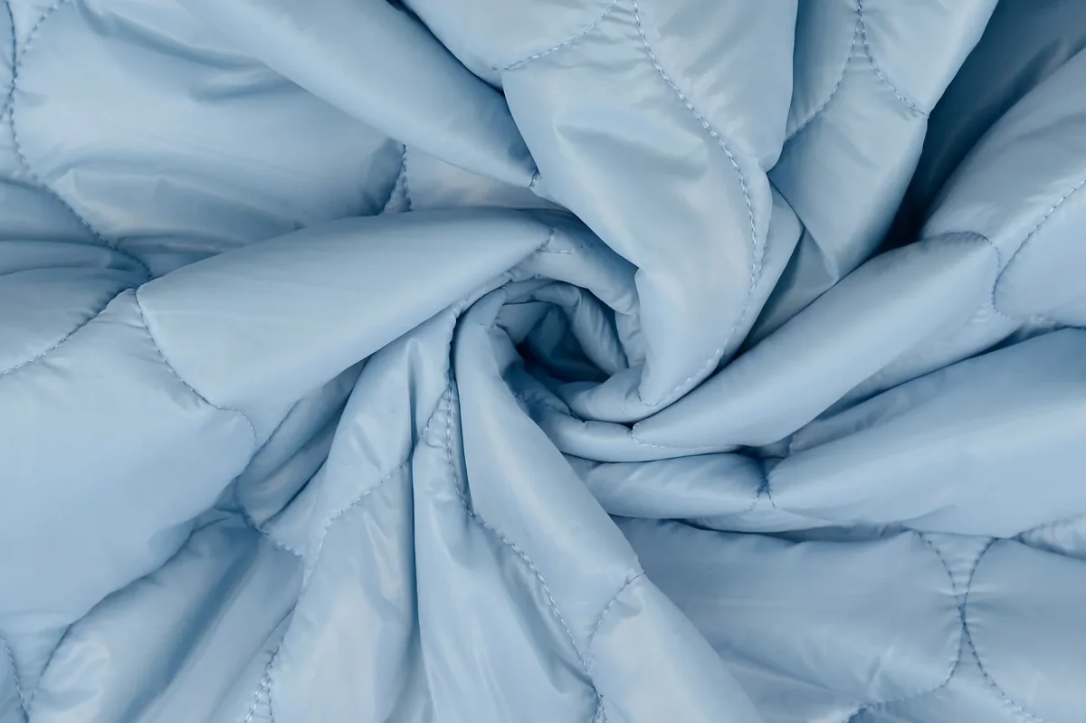 Gestepte stof, retro motief, lichtblauw. Y363 - Afbeelding 3